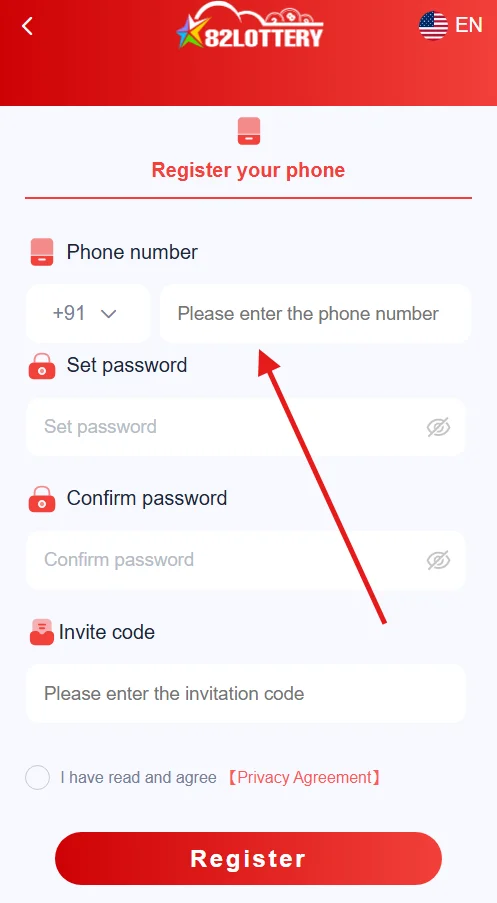 enter the number to register